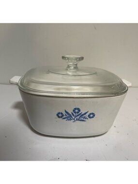 Vintage Corning Ware Blue Cornflower 60 oz Casserole Dish with Glass Lid